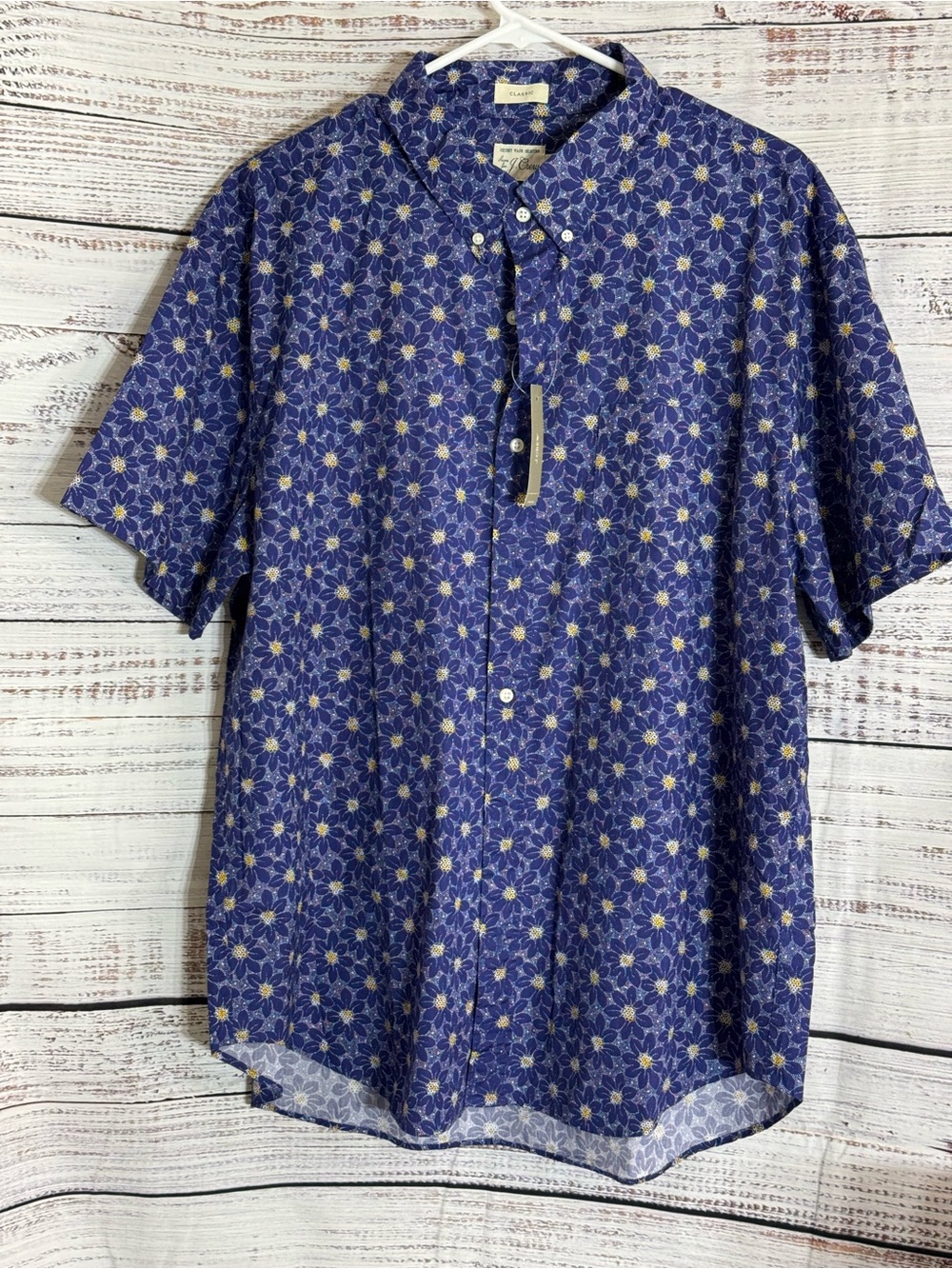 J Crew Shirt Mens Sz XL Classic Short Sleeve Floral Button Down 100s 2 ply Yarn